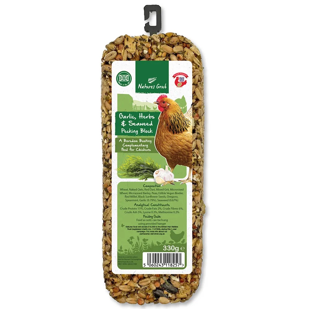 Natures Grub Pecking Block with Garlic, Herbs & Seaweed Poultry Feed and Treats Natures Grub Pecking Block with Garlic, Herbs & Seaweed