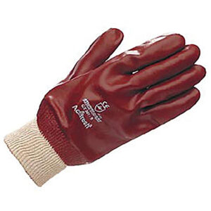 Pvc Fully Coated Knit Wrist Gloves - Red